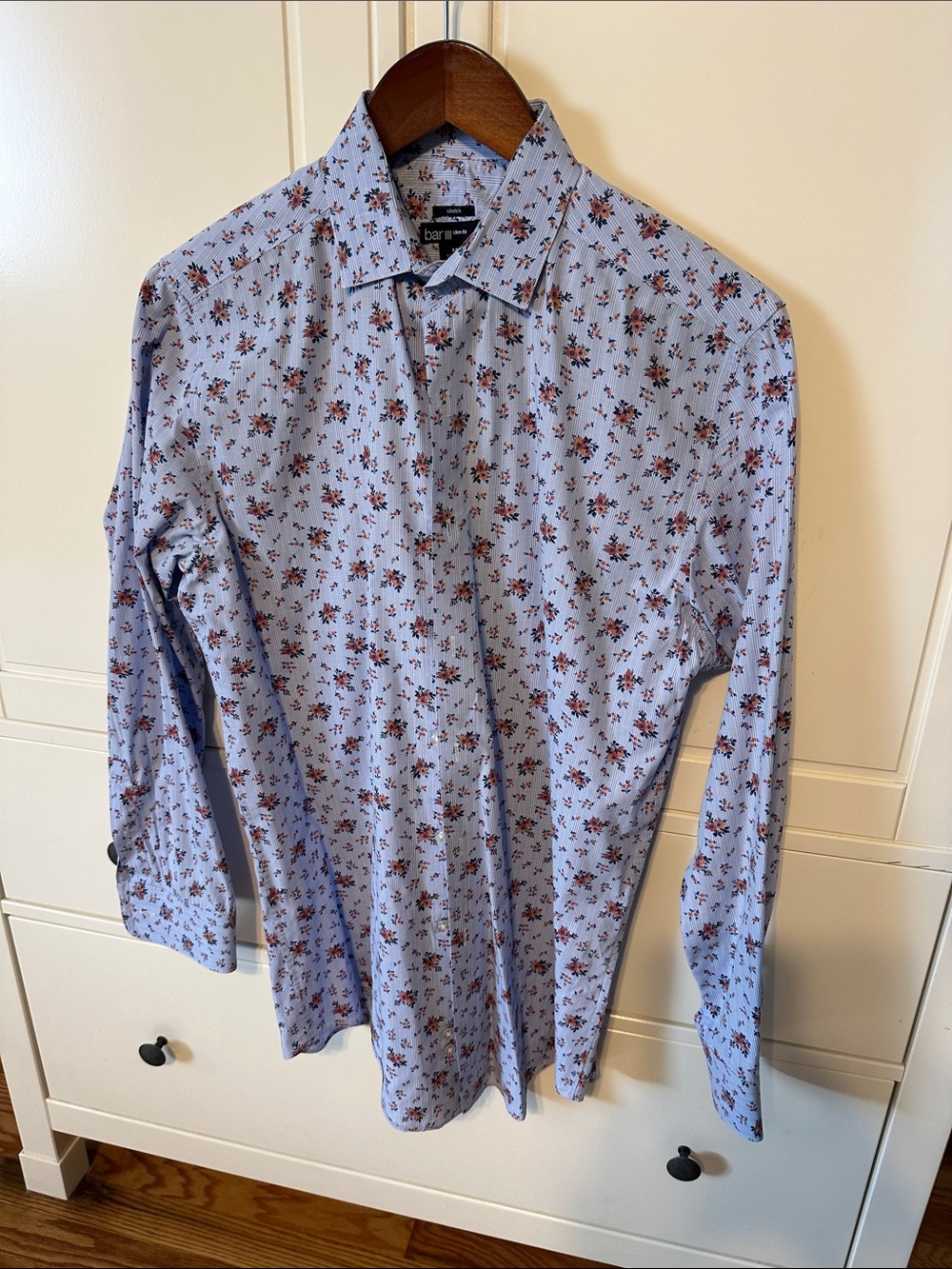 Bar III Light Blue Floral Dress Shirt